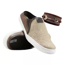 Mocassim Slip On Mule Tênis Masculino + Pulseira De Brinde