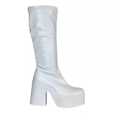 Bota De Dama Ajustable Con Plataforma Blancas Z29 