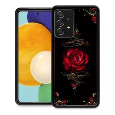 Funda Para Samsung Galaxy A53 5g - Negra/flor Roja