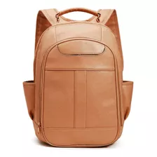 Mochila De Couro Feminina Grande Bolsa De Couro Ecologico Cor Bege