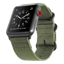 Correa Nylon Fintie Compatible Con Apple Watch 42mm Olivo