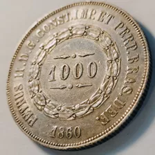 Moeda De Prata 1000 Réis 1860 Data Emendada - Império 