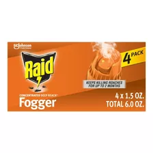 Raid Fogger Fumigador Cucarachas Y Pulgas 170gr 4 Pack Usa