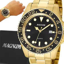 Relógio Masculino Magnum Dourado 2 Anos De Garantia Original