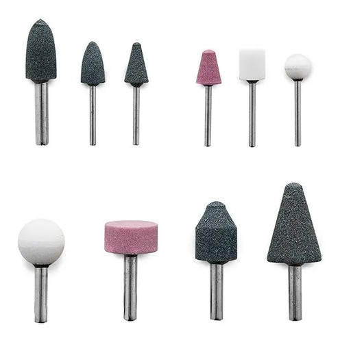 Set Fresas Puntas Montadas 10pz Bremen 1/8 - 1/4 Minitorno Amoladora Cod. 7131