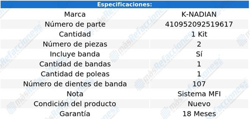 Kit De Distribucion K-nadian Ford Aspire L4 1.3l 94 Al 97 Foto 3