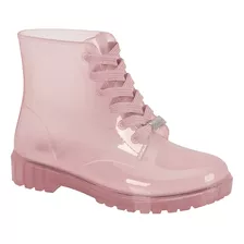 Boot Coturno Infantil Molekinha Cadarço Rosa Transparente 