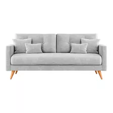 Sofá Dadaa Muebles Premium Escandinavo De 2 Cuerpos Color Gris De Chenille Y Patas Color Crema De Madera