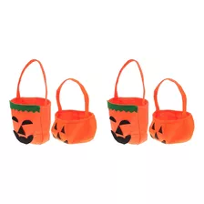 Kit 4 Bolsas De Abóbora De Halloween Mini Sacola De Doces