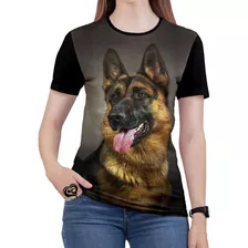 Camiseta Pastor Alemão Feminina Blusa Cachorro Cão Animal