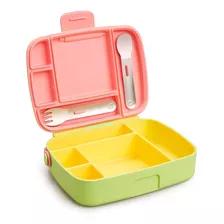 Caja Bento Munchkin - Fiambrera Infantil, Color Amarillo Color Rosa Floreado