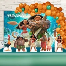 Kit Decoração Festa Infantil Moana Com Tela Magica