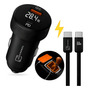 Kit Carregador Veicular Turbo 60w Usb-c Automotivo Carro Usb iPhone Android Tomada Carro Voltímetro Display Led Cinzeiro Extensao Saídas Preto Ice Coorel