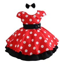 Vestido Minnie Vermelha Fantasia Festa Menina 1 Ao 4 Anos 