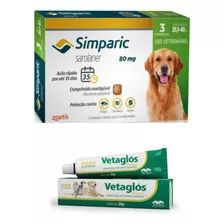 Antipulgas Simparic 80mg 20-40kg 3 Comp + Vetaglos 50g