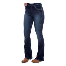 Calça Jeans Feminina Ox Horns Bordada Com Pedrarias 2506 Cla