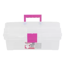 Caja Herramienta Santul Plástica 2 Bandeja Transparente Rosa