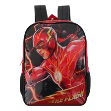 Mochila De Costas Escolar The Flash Liga Da Justiça Luxcel Cor Preto