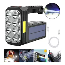 Lampara Táctica 15000 Lm 8led+cob Recargable Solar Usb