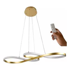 Lustre Pendente Led Dourado Moderno Sala Infinito 40w 3 Em 1