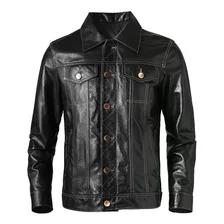 Chaqueta De Cuero Genuino Black Storm Hombre Vintage