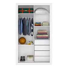 Guarda-roupa Solteiro 2 Portas 4 Gavetas Branco 1440 -