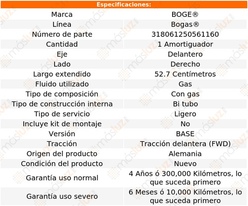 (1) Amortiguador Gas Der Del Vectra V6 2.8l 06/08 Boge Bogas Foto 2