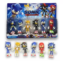 Kit 6 Bonecos Sonic & Seus Amigos Coleção Infantil Brinquedo