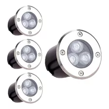 Kit 4 Balizador De Led 3w Embutir Piso Chão Branco Frio