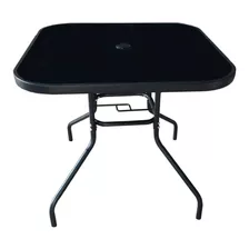 Mesa De Exterior Jardin Para Sombrilla Tapa Vidrio Templado