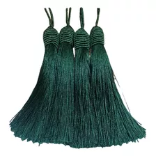 Pingente Franja Tassel Seda C/ Tulipa Verde Esmeralda- 60un