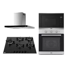 Kit Franke Coifa Ilha + Cooktop + Microondas + Forno 220v