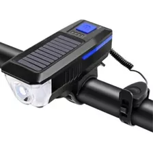 Luz Led Delantera Solar Recargable Con Bocina Bicicleta