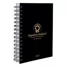 Agenda 2024 Personalizada Profissões Preto Ouro