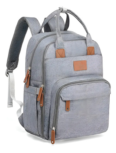 Mochila De Maternidade Donna Laço Bebê Lb Kyara Cinza Claro Desenho Do Tecido Liso