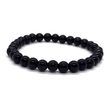 Pulseira Esferas Pedra Turmalina Negra C/ 6 Mm P/ Proteção