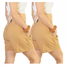 Short Mujer Verano Pack X2 Fresco Bermuda Pantalón Corto