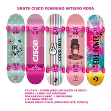 Skate Montado Cisco Feminino Truck/roda/lixa Rosa 8.0
