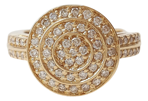 Anel Chuveiro De Ouro 18k 750 E Diamantes 0,60ct Grande Amarelo 16