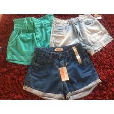 Shorts Jeans Feminino Kit 3 Por 120