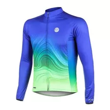 Camisa De Ciclismo Masculina Mauro Ribeiro Ml Streak Azul 