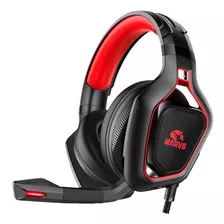 Auriculares Gamer Marvo Hg8960 Pro Pc Ps4 Xbox One Led Full Color Negro Luz Rojo