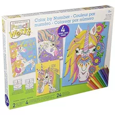 Rainbow Unicorn Pencil Color By Numbers Kit Niños Y Ad...