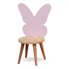 Cadeira Borboleta Infantil Madeira Banqueta Quarto Rosa Mdf