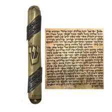 Mezuzá Judaico Ouro Velho Com Placa + Pergaminho Brinde