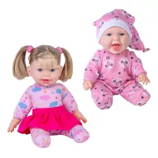 Boneca Bebê Em Tecido Baby Fofura Com Touca Cabelo Infantil 