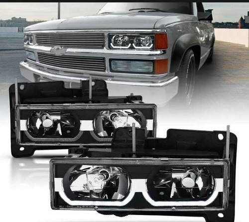 Faros Chevrolet C/k 1500/2500/3500 Gmc Sierra Negros 88-98 Foto 2