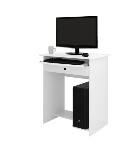 Escrivaninha Ej Móveis Mesa De Computador Prática Com Gaveta Mdp De 650mm X 795mm X 450mm Branco