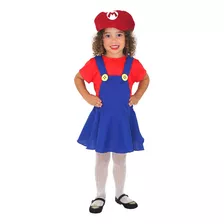 Fantasia Mario Bros - Bombeira Vermelha Feminino Infantil