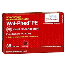 Walgreens Wal-phed Pe Nasal Decongestant Tablets, 36 Ea